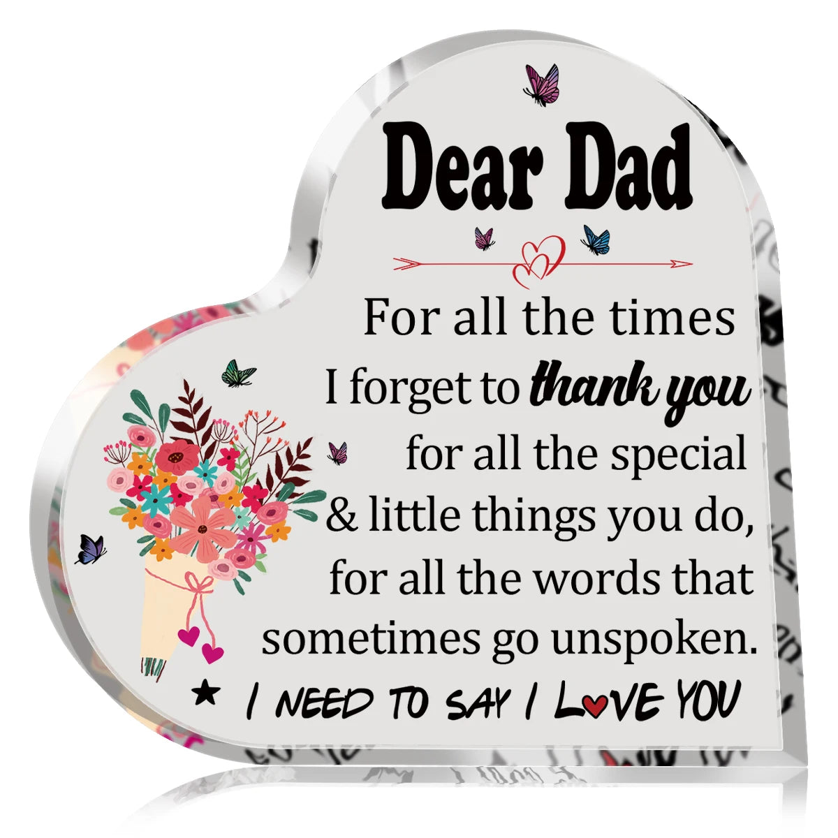 Birthday Gifts For Father Thank You Dad Gifts for Father's Day From Son Daughter Acrylic Heart Desk Plaque Sign For Table Decor