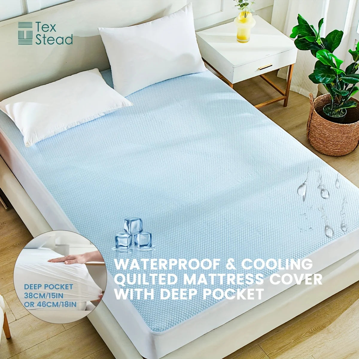 1 Pc Cooling fitted mattress topper waterproof fiitted sheet, Luxurious Soft for Hot Sleepers, Soft Fabric with Deep Pocket