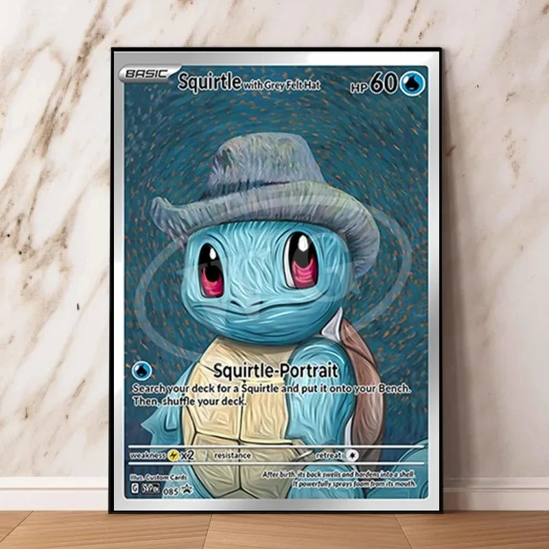 Van Gogh Museum Pocket Monster Anime Character Pikachu Canvas Painting Poster Living Room Bedroom Decoration Christmas Gift