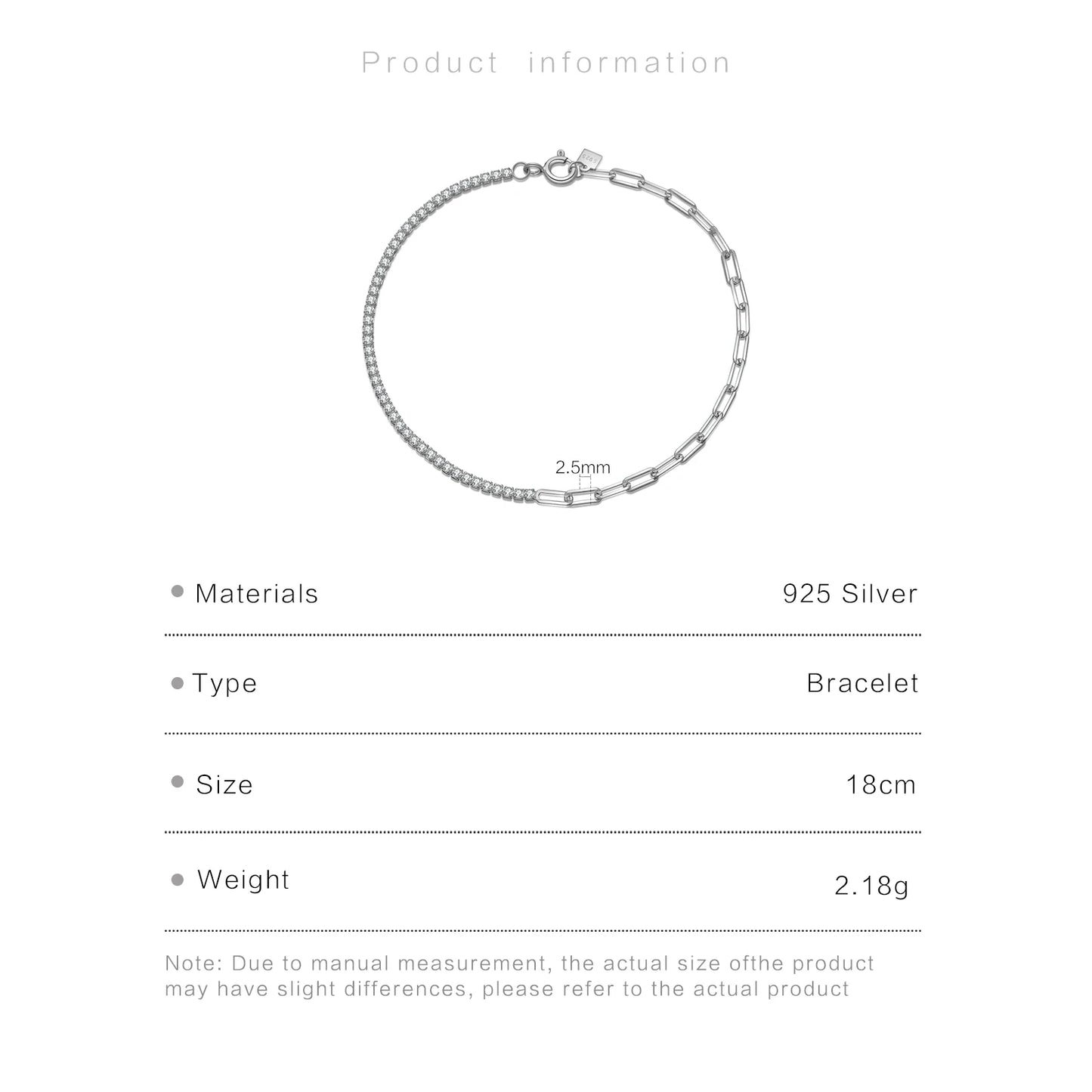 VEWANT 925 Sterling Silver Rainbow Colorful Zircon CZ Chain Bracelet Women Fine Jewelry Rock Punk Wedding Anniversary Gift
