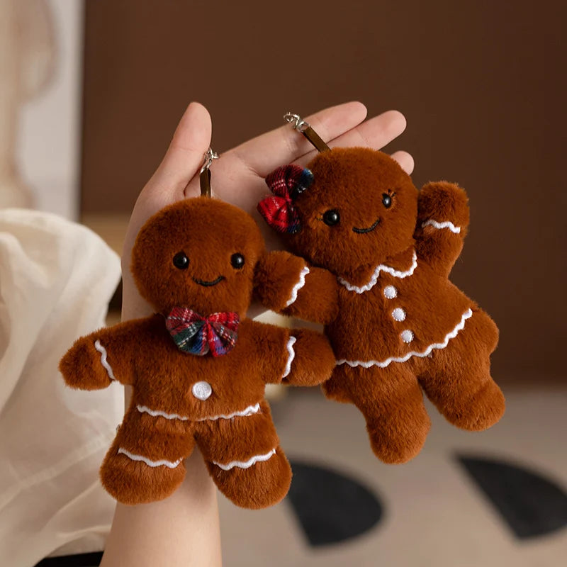 New Christmas Gingerbread Man Plush Toy Gingerbread House Key Bag Pendant Pillow Boys Girls Soft Toys Christmas Gift Party decor
