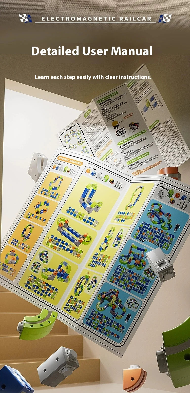 Magnetic Car STEM Racing Car Railtrack Set 2025 - Montessori Motorized Train & Gravity Maze Toy, Christmas Gift for Kids