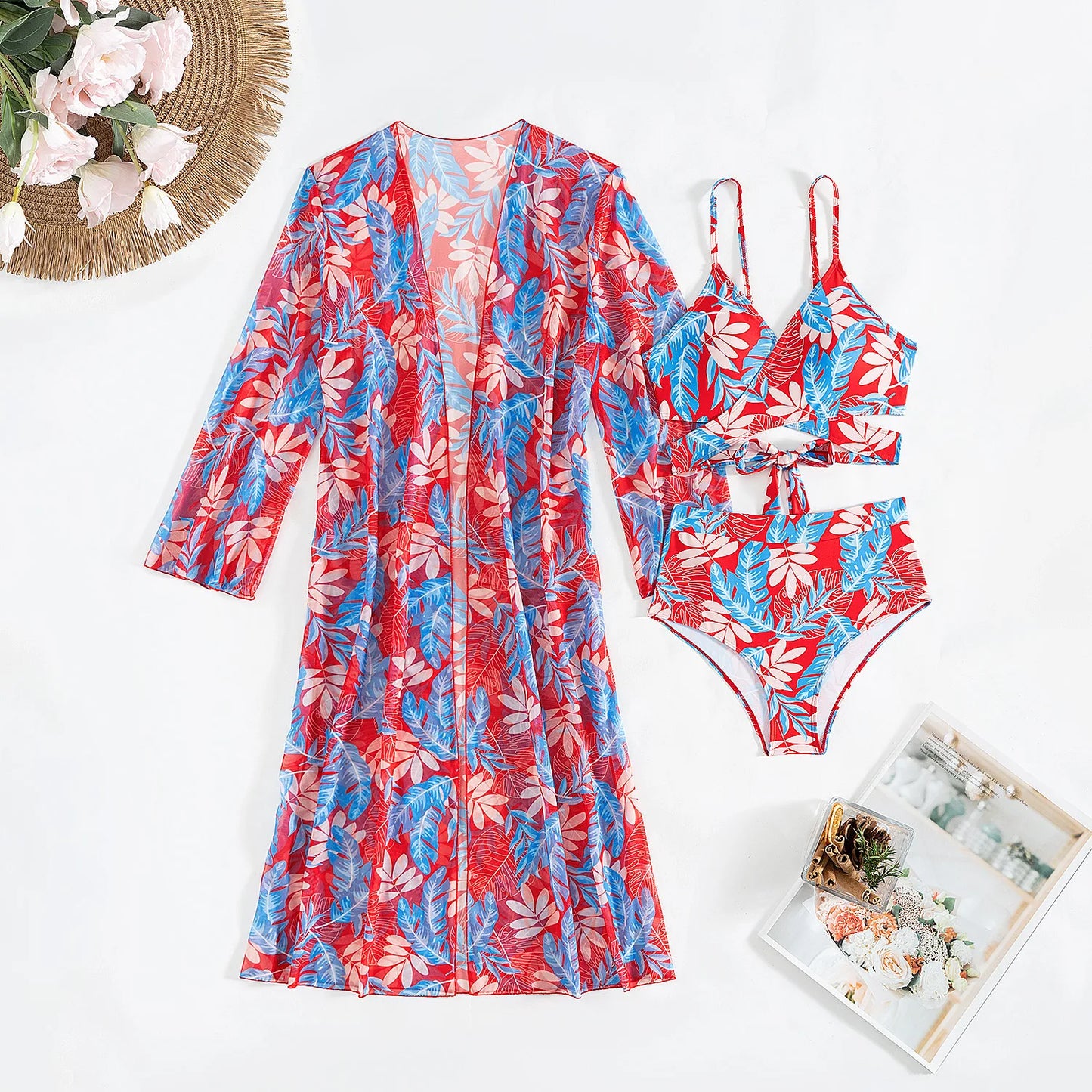 2025 Sexy Print Female High Waist Swimsuits Women's Bikinis Three-Piece Swimwear Beach Swimming Wear Bathing Suits Pool Bather