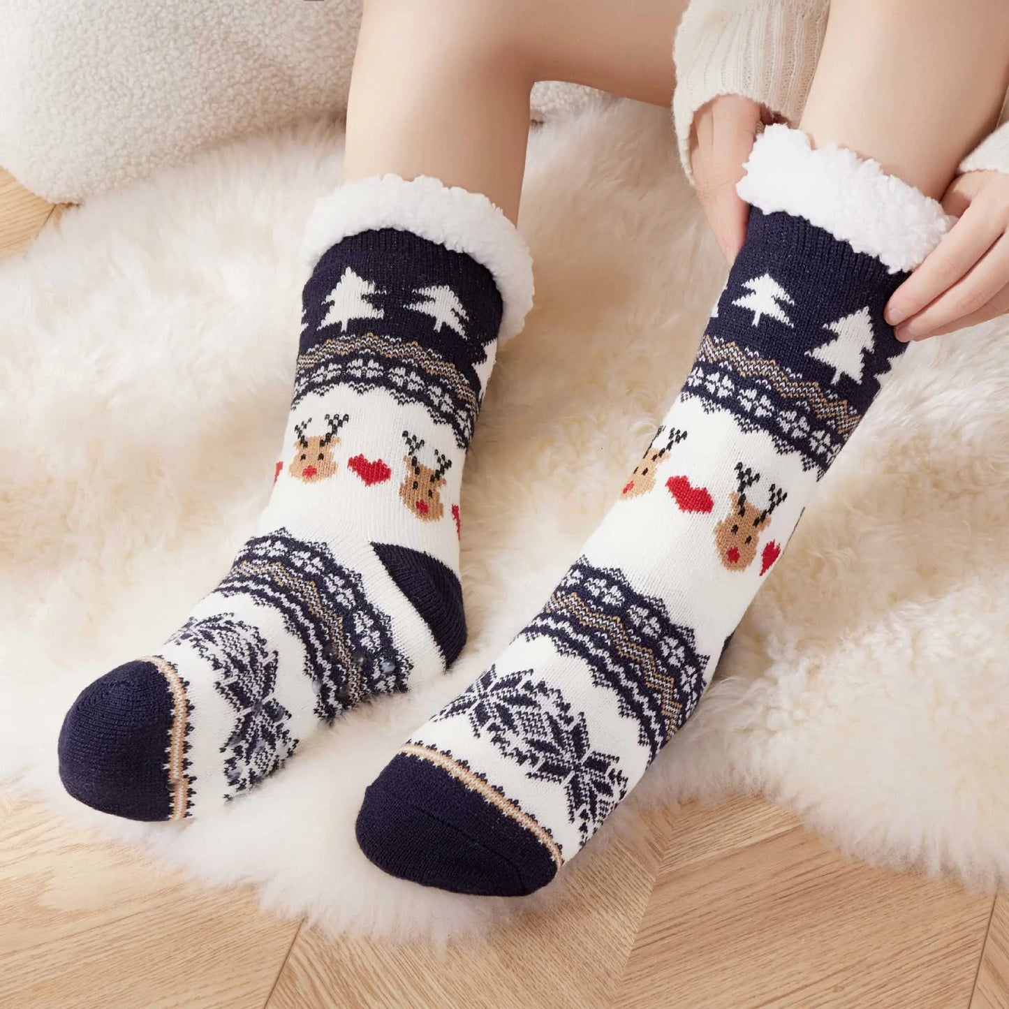 Christmas Elk Floor Socks Xmas Winter Fleece Sleeping Carpet socks Merry Christmas Gift Feliz Navidad Happy New Year 2026