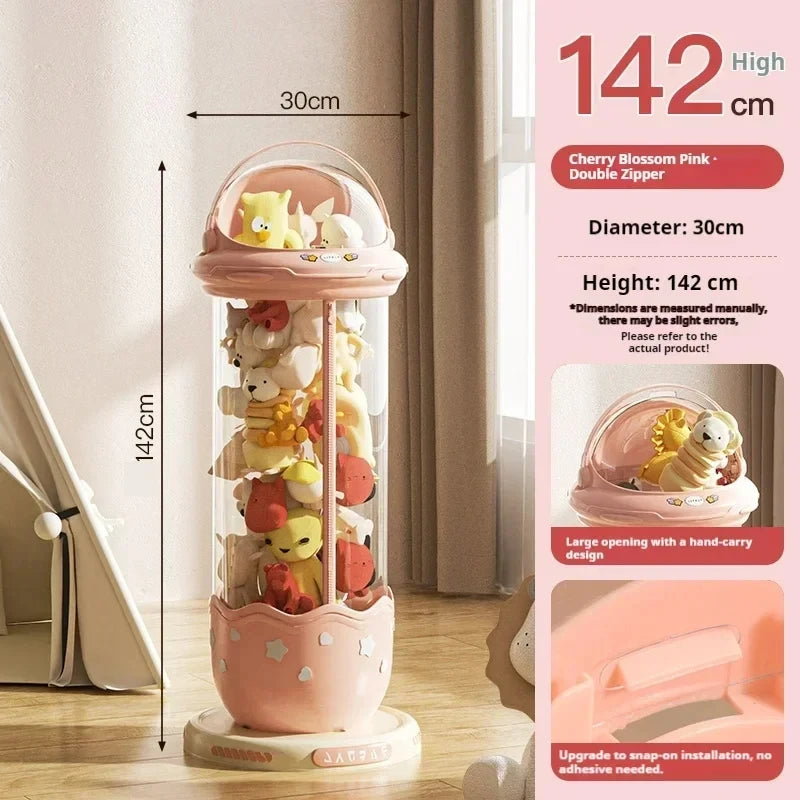 Astronaut Doll Storage Box Children's Plush Toys Storage Boxes Transparent Plastic Stuffed Home Storages Organization Zipper Bin