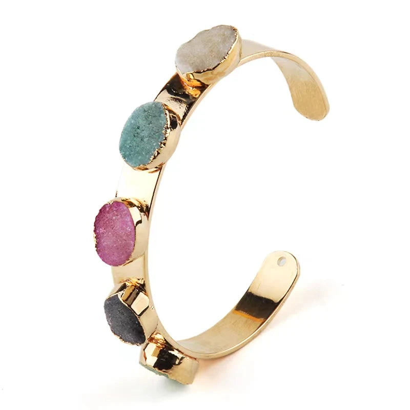 Fashion Beautiful Women Jewelry 5 Color Druzy Charm Bangle For Women Festival Gift