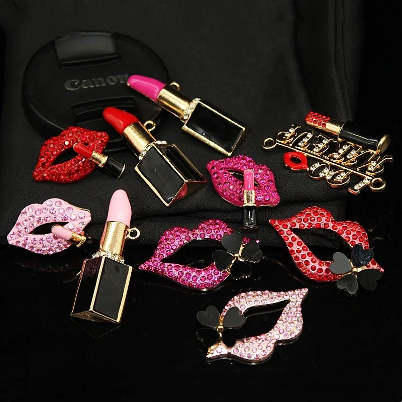 4Pcs Y2K Bling Diamond Metal Purse Presum Bottle Brand Bag Lips BB Key Junk Phone Case Ipadcase Decoration Charms Diy Crafts