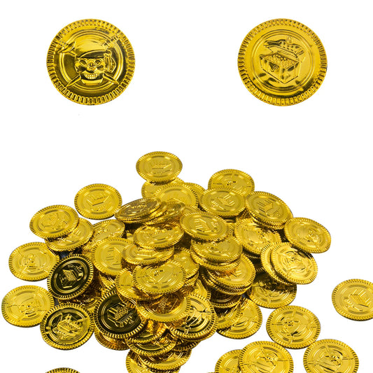 20-60pcs Halloween Plastic Pirate Coins Fake Gold Coin Buried Treasure Coins Game Toy Kids Birthday Party Decoration Party Favor