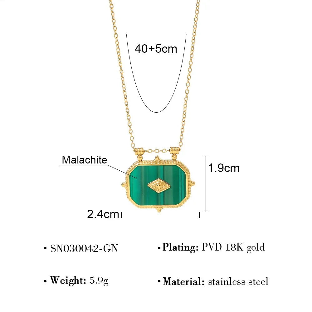 Stainless Steel Retro Geometric Pendant Necklaces for Women Luxury Acrylic Charm 18K Gold Plated Trendy Jewelry Christmas Gift