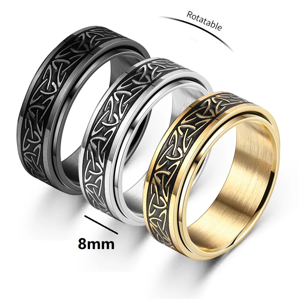 Viking Dragon Stainless Steel Anti Stress Rings Men Fidget Spinner Free Shipping Anti Anxiety Relaxing Rotating Ring Anillo