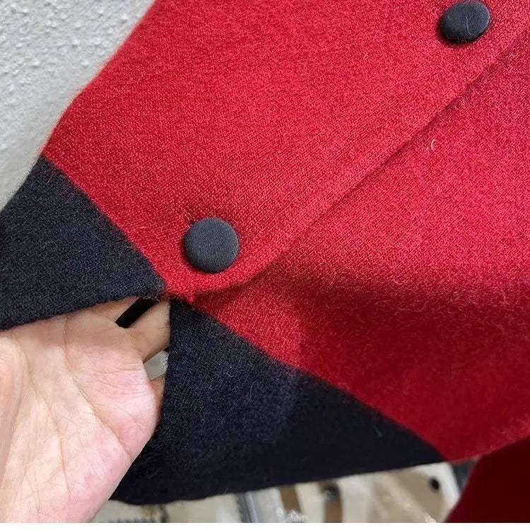 Xiaoxiangfeng Contrasting Color Sweater Jacket for Women in Autumn Winter Spring and Autumn Lazy Style Small Knitted Cardigan