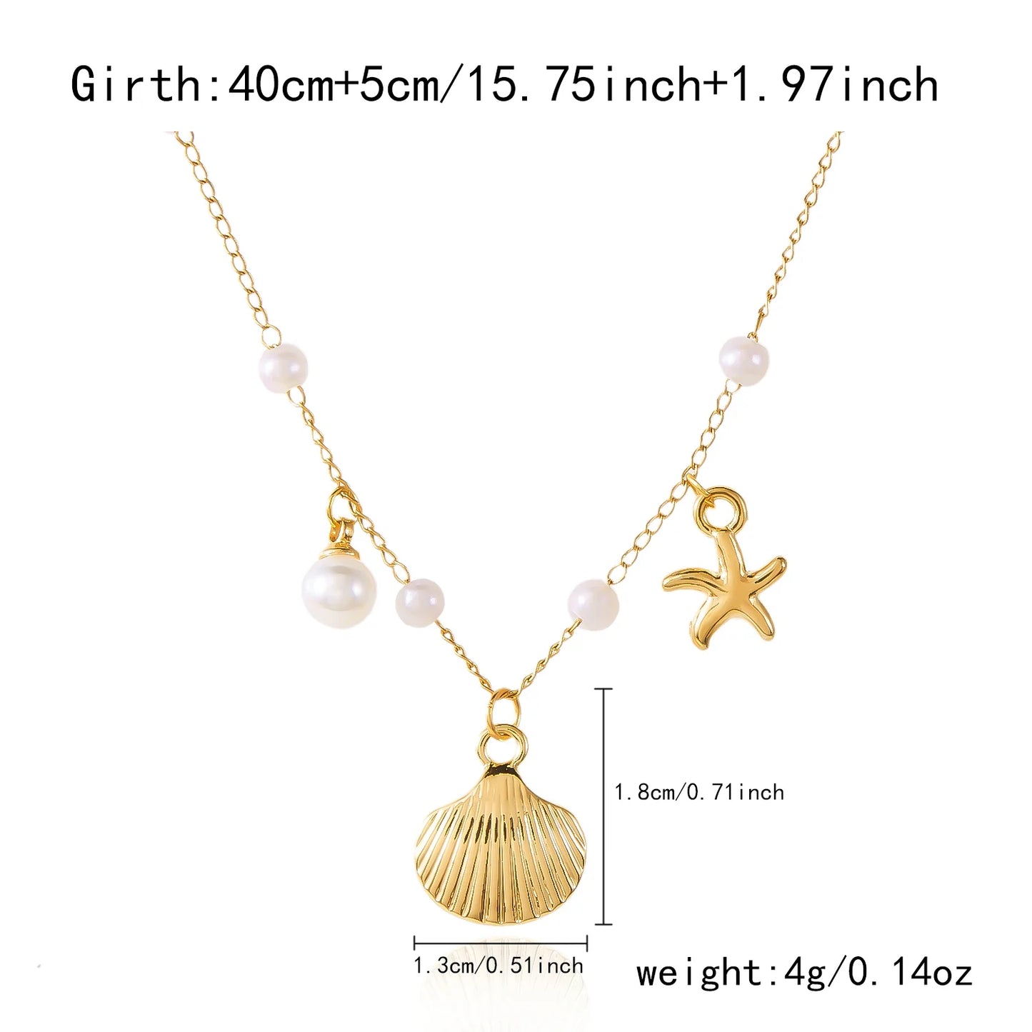 Bohemian Starfish Shell Pendant Necklace For Women Beach Choker Pearl Chains Neck Girls Travel Party Summer Jewelry Gift