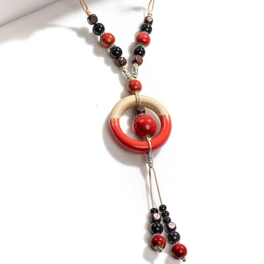 Bohemian Vintage Handmade Rang Necklace Ceramic Beads Pendant Bulk Goods Wholesale  colgantes  pingentes 2X392