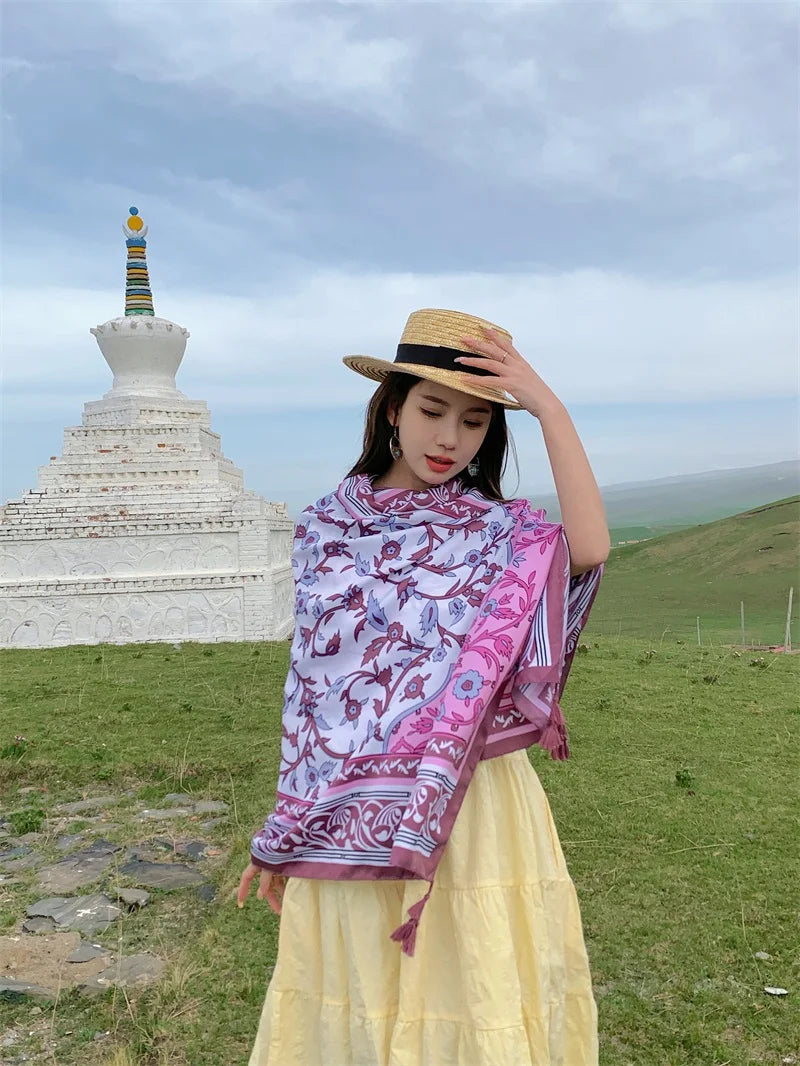 Travel Beach Sunscreen Scarves for Women Bikini Large Sarong Wrap Scarf Brazilian Swimsuit Bathing Cover-ups 17 Styles 90x180cm
