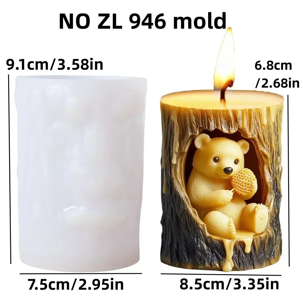DIY elk relief cylindrical candle silicone mold sika deer flower relief resin mould Forest sika deer gypsum molds Christmas gift