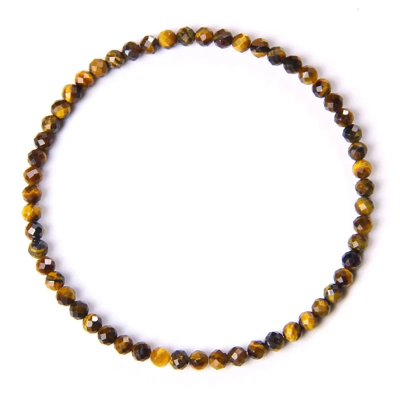 4MM Natural Stone Tourmaline Bracelets For Women Men Crystal Faceted Beaded Bracelet Healing Reiki Handmade Exquisite Jewelry