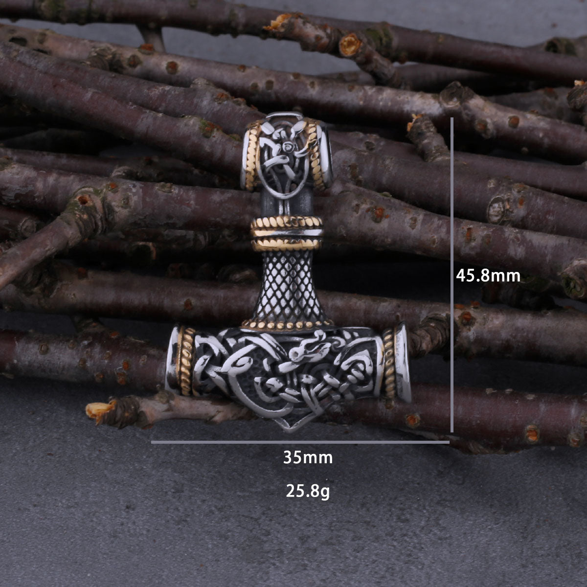 Stainless Steel Viking Vintage Thor's Hammer Necklace Men's Punk Biker Mjolnir  Amulet Pendant Male Jewelry as Gift for Men