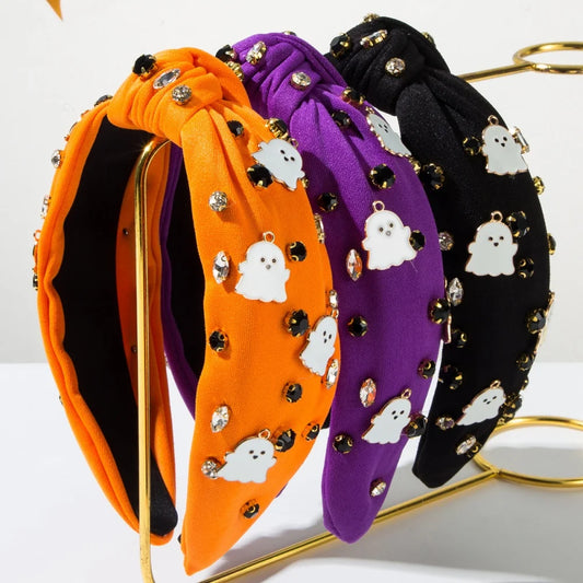 Halloween Themed Headbands For Women With Diamonds Rice Beads Letters little ghost Accessories Holiday Hair Accessories Gifts
