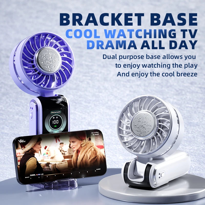 Ice Pack High-speed Fan Refrigeration Handheld Small Powerful Cooling Air Portable Usb Charging Outdoor Large Wind Fan