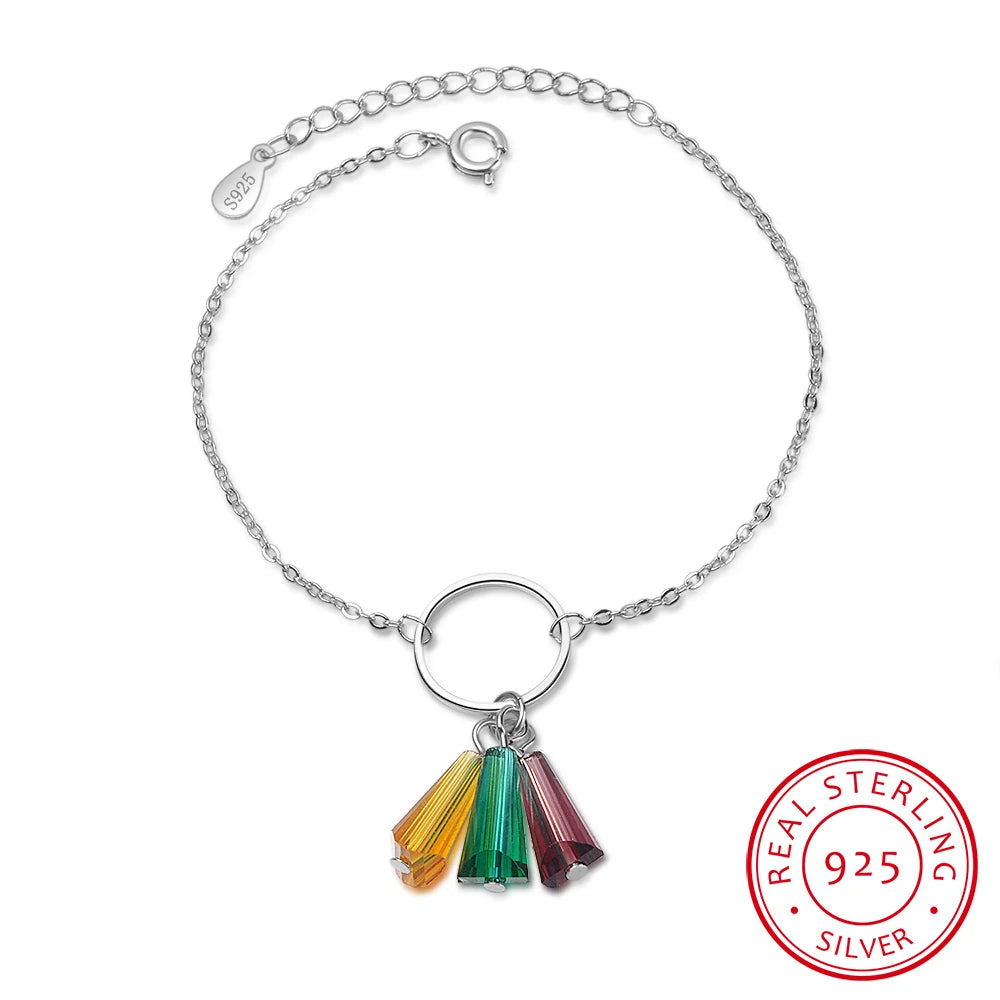 Synthetic Rainbow Crystal Fan 925 Sterling Silver Bracelets For Women Pulseira 925 Sterling Silver Jewelry S-b210