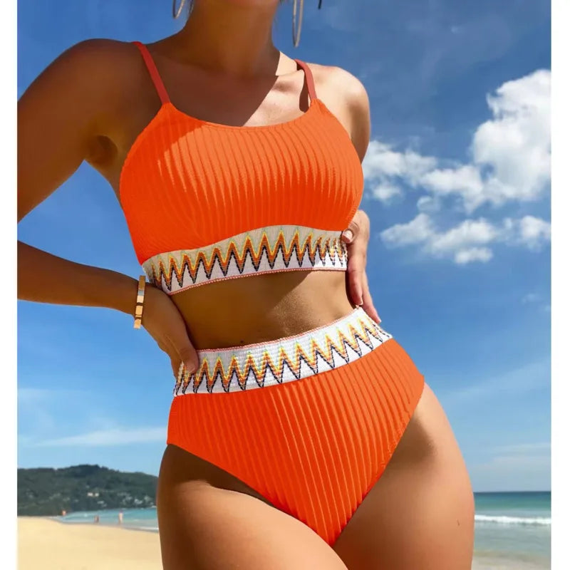 Sexy High Waist Bikinis 2025 Swimsuits Women's Swimwear Push Up Female Beach Swimming Wear Bathing Suits Bikini Set Pool Bather