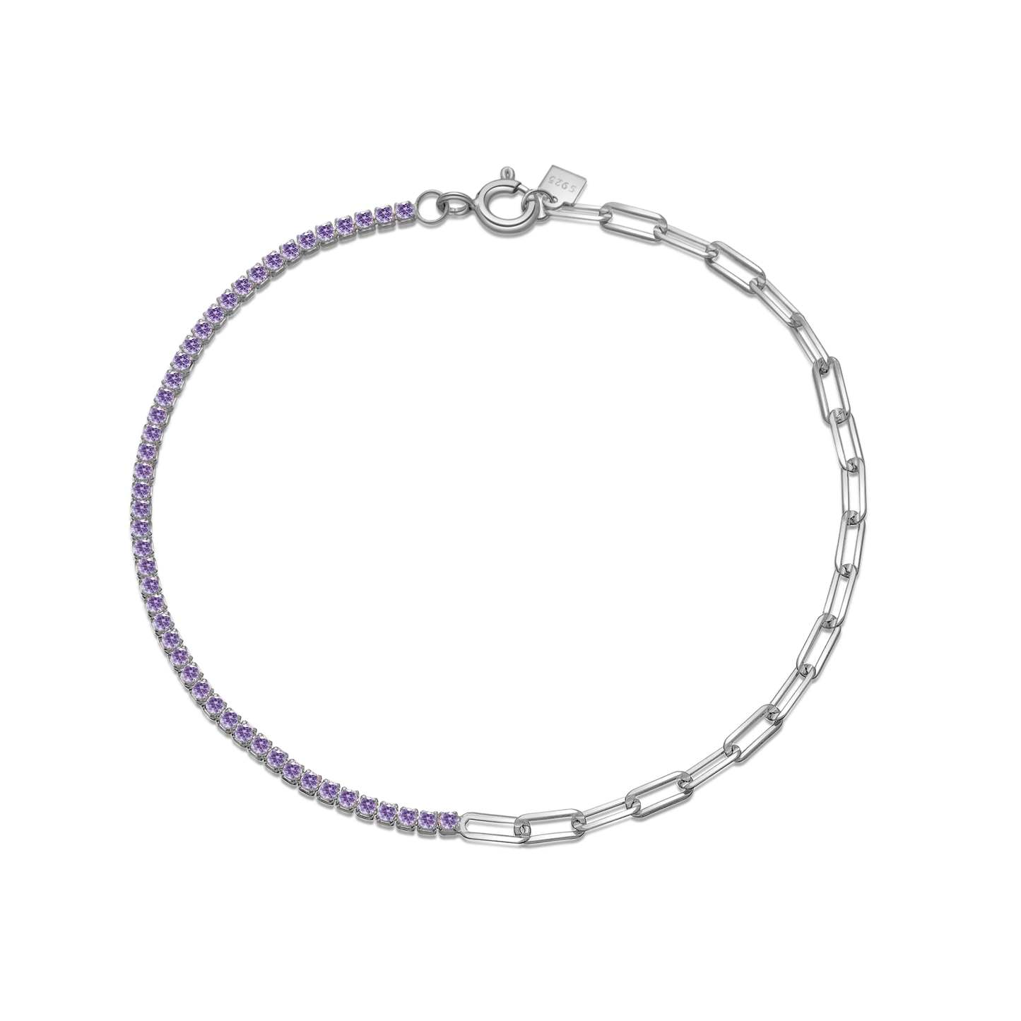 VEWANT 925 Sterling Silver Rainbow Colorful Zircon CZ Chain Bracelet Women Fine Jewelry Rock Punk Wedding Anniversary Gift