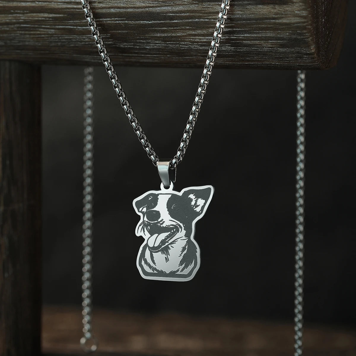 Kinitial Cute Dog Puppy Pendant Necklace For Women Men Stainless Steel Charm Necklace Wholesale Christmas Gift Jewelry