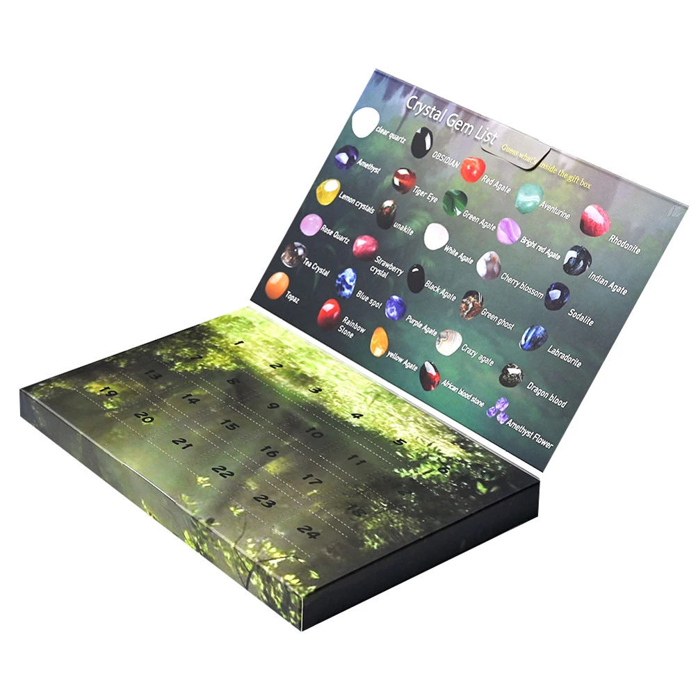 Crystal Advent Calendar 2024 Christmas Advent Calendar with 24 Natural Gemstones Crystals Xmas Countdown Calendar Christmas Gift