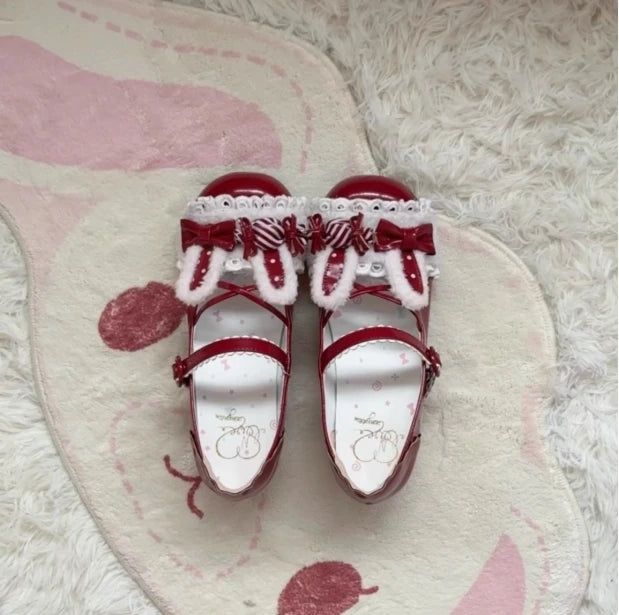 Flat-bottomed Kawaii Leather Shoes Original Design Girls Cute Mary Jane Round Head Shoes Spring and Autumn Lolita Flat Shoes