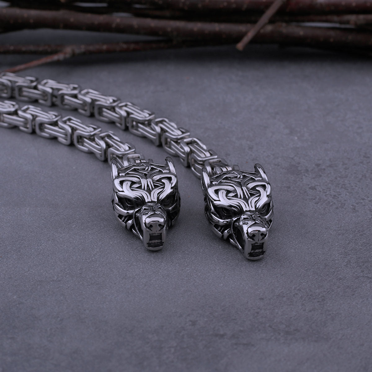 Viking Stainless Steel Wolf Head Thor's Hammer Set Necklace Punk Men's Nordic Fashion Jewelry Gift Necklace
