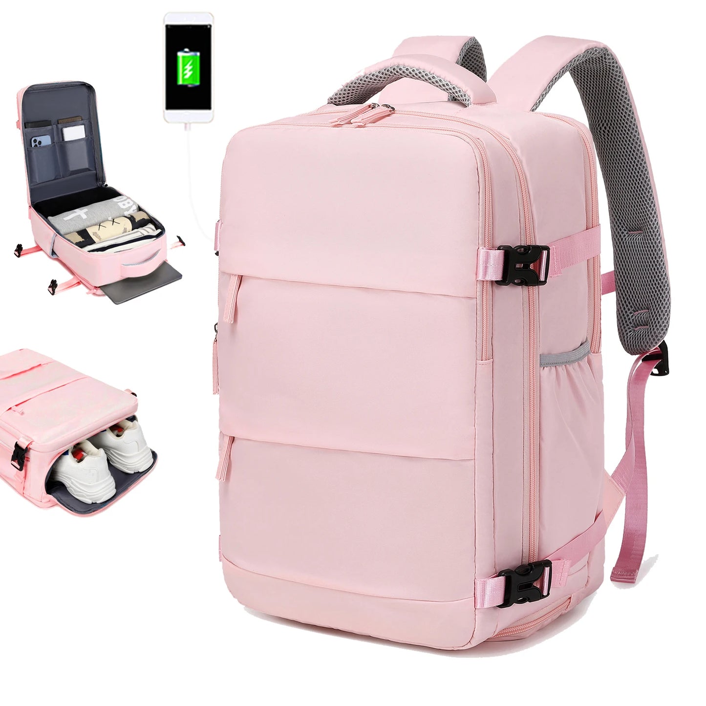 Travel backpack, can hold 15.6-inch laptop backpack, suitable for men and women with waterproof shoe compartment backpack