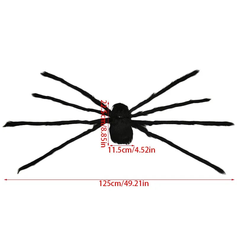 Halloween Black Giant Spider Scary Artificial Plush Spider Home Bar Haunted House Scene Ornaments Props Holiday Outdoor Decors