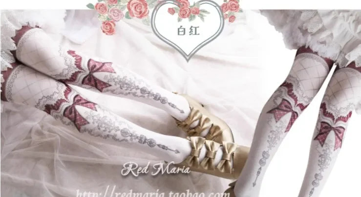Japanese Style Lolita Socks Vintage Original Print Pantyhose Lady Girls Autumn Winter Tights Stocking Fashion Leggings