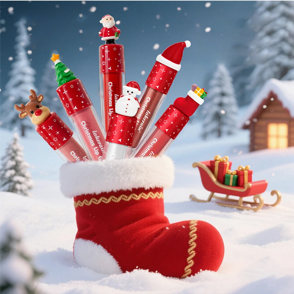Lakerain Christmas Lip Gloss Set Long Lasting Moisturizing Waterproof Portable Travel Kit Ideal Thanksgiving Christmas Gift