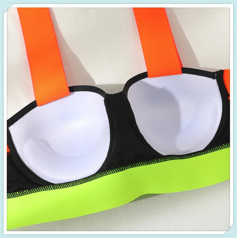 Solid Bandage Bikini Women Push Up Swimsuit Sexy Swimwear Female Brazilian Bathing Swimming Suit Bather Splicing Color Beachwear