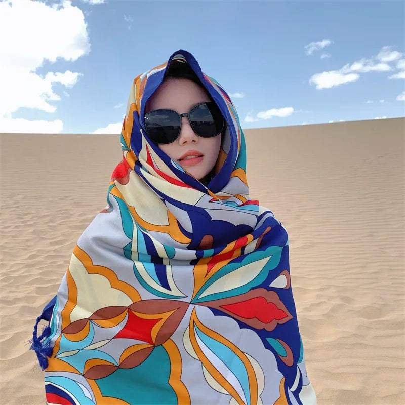 Travel Beach Sunscreen Scarves for Women Bikini Large Sarong Wrap Scarf Brazilian Swimsuit Bathing Cover-ups 17 Styles 90x180cm