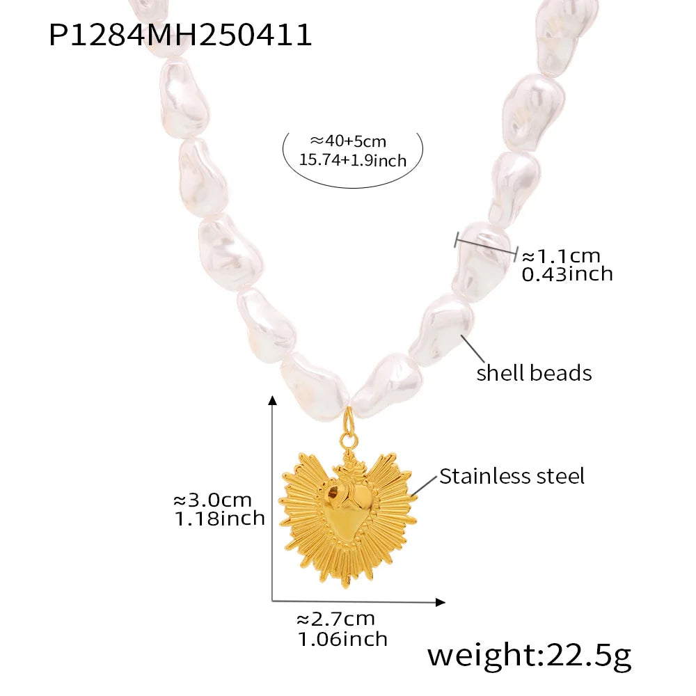 Summer Stainless Steel Gold Plated Sunshine Pendant Necklace for Women Sea Shell Chain Luxury Jewelry Gift
