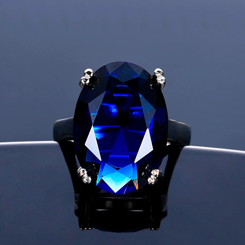 Fashion Big Oval AAAAA Zircon Rainbow Gemstone 13*18MM Multicolor Tourmaline Wedding Ring Bridal Jewelry Engagement Party Gift