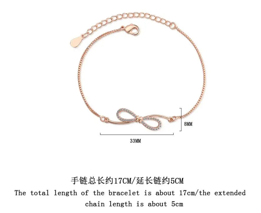 Real 925 Sterling Silver Bowknot Bracelet for Women Shiny Zircon Infinity Love Bracelet Homme Wedding Party Jewelry Gifts