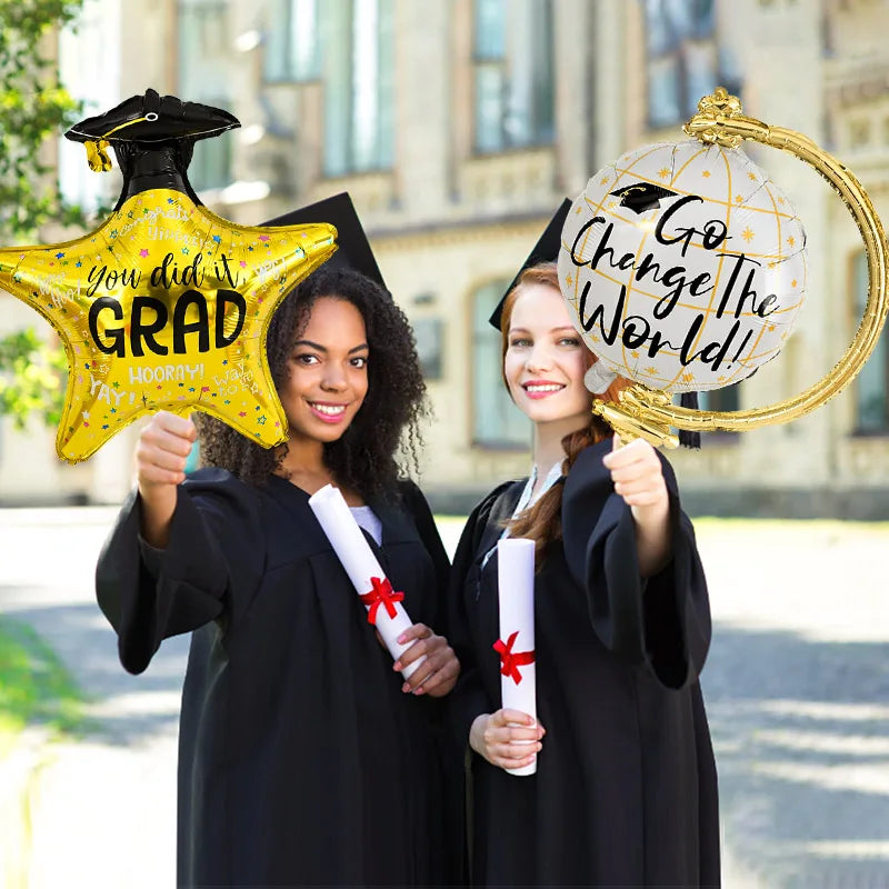 Graduation Balloon Gold Black Doctor Helium Foil Balloons Congratulation Graduation High School 2025 Graduation Party Decoration