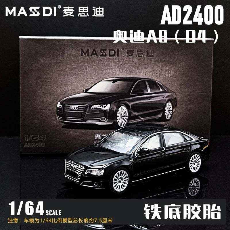 Maisdi 1/64 Scale Audi A8L D4 Generation Sedan Simulation Alloy Car Model Collectible Ornament Ideal Christmas Gift Toy Vehicle