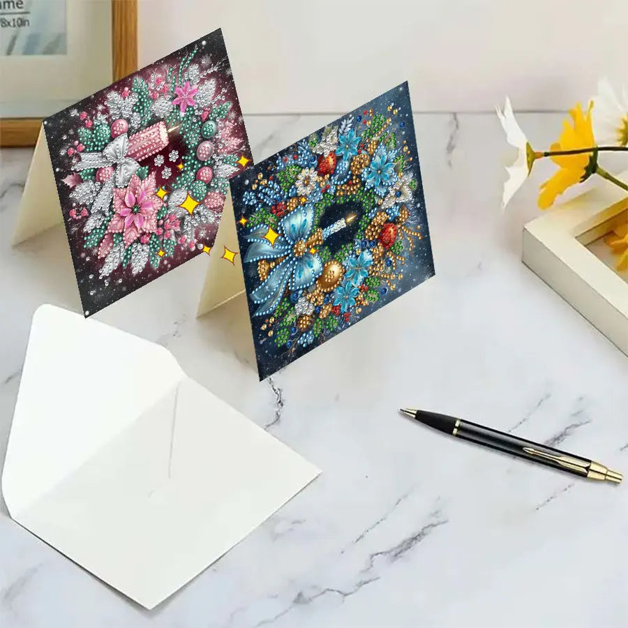 6pcs Diamond Painting Greeting Card Set - Christmas Gift, perfect for sending warm wishes to family and friends