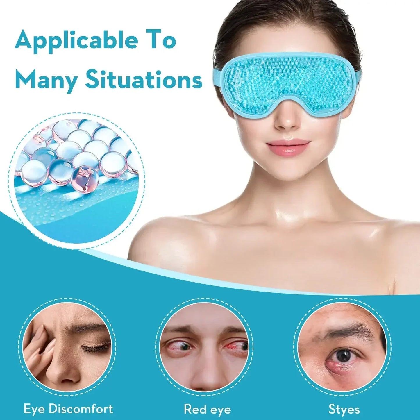 PVC Eye Mask Cooling Eye Mask Hot Cold Compress Gel Beads Eye Mask for Puffy Eyes Dark Circles Reduce Eyes Dry Sleep Eyes Mask