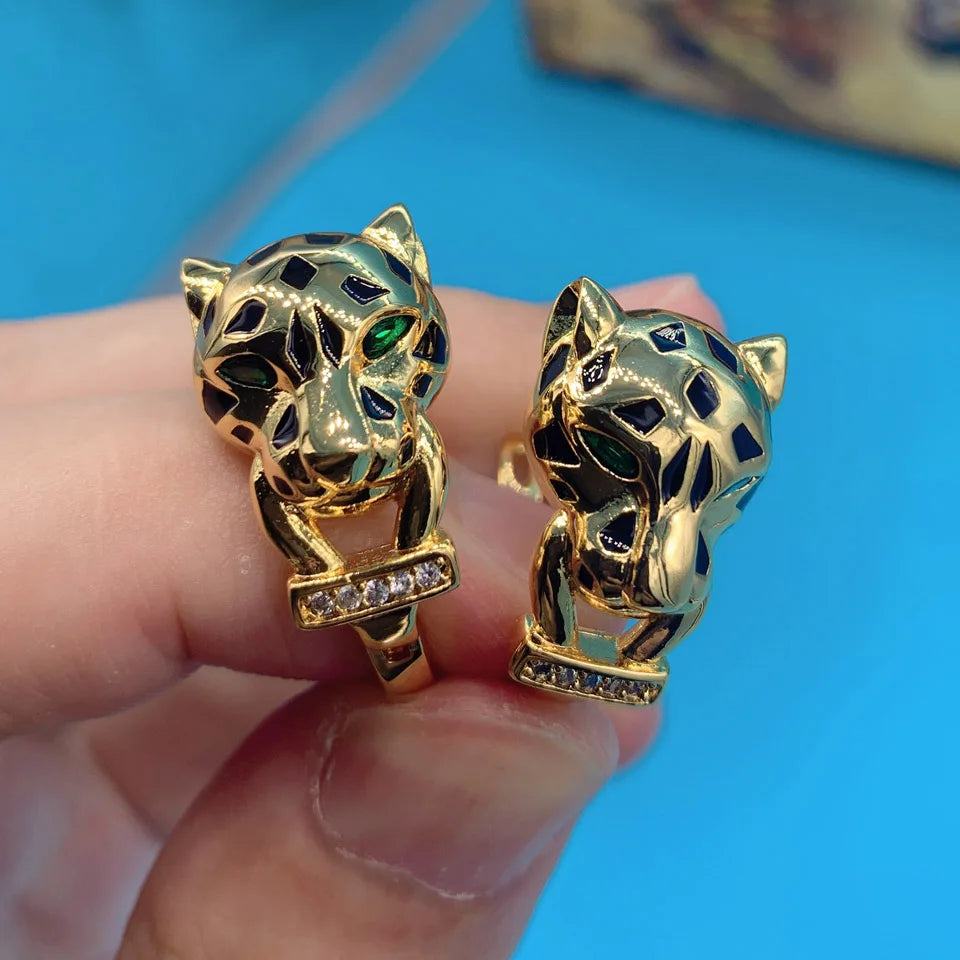Zlxgirl Green Eye Jet leopard pendant with Earrings Jewelry Set AAA micro pave cubic zircon copper necklace sets fashion jewelry