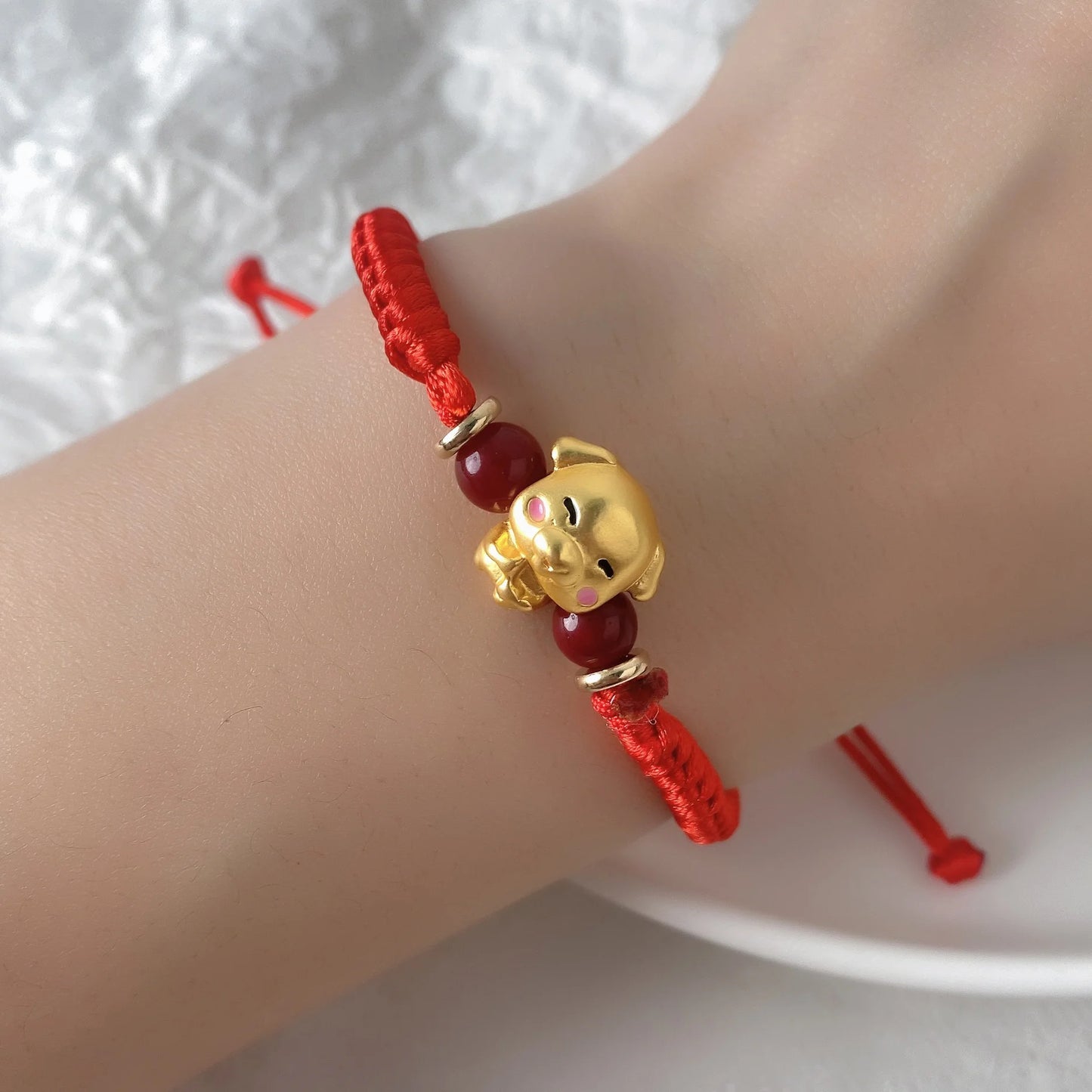 Lucky 12 Constellation Zodiac Sign Braided Animal Bracelet Men Women Red Rope Gold Color Beads Bracelet Bangle Gift Jewelry
