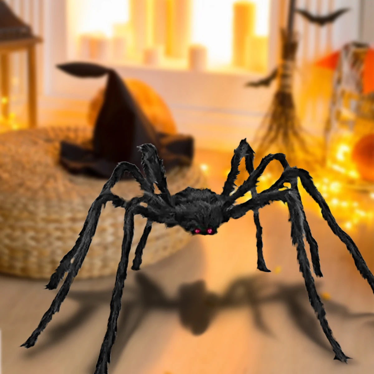 75/125cm Giant Black Spider Halloween Party Decor for Home 2025 Outdoor Haunted House Ornament Trick or Treat Big Black Spider