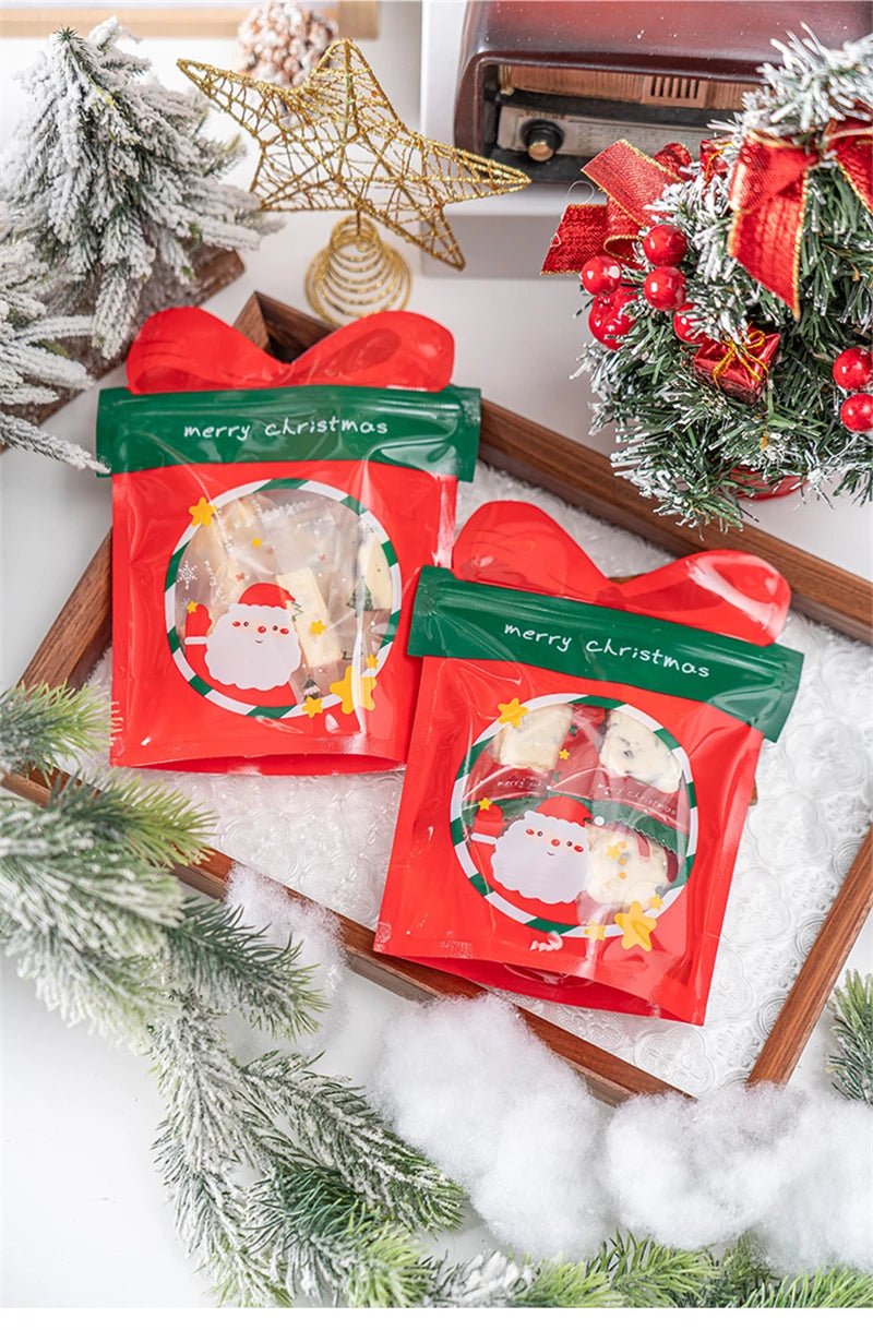 LBSISI Life 25pcs Ball Shape Christmas Gift Bag For Candy Chocolate Cookie Nougat Biscuit Packing Gift Tree Santa Zipper Bags