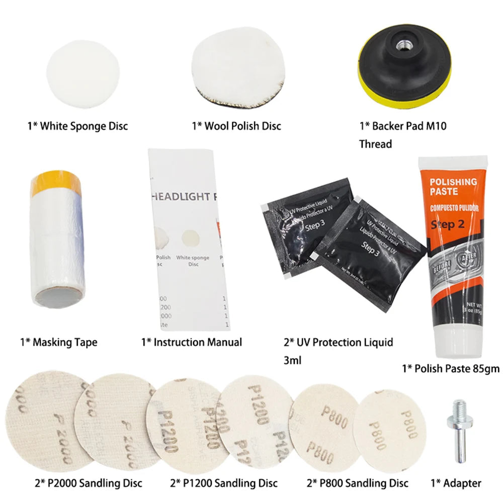 Car Headlight Restoration Polishing Kits Chemical Brightener Headlamp Repair Light Lens Polisher Cleaning Paste Refurbish Tool