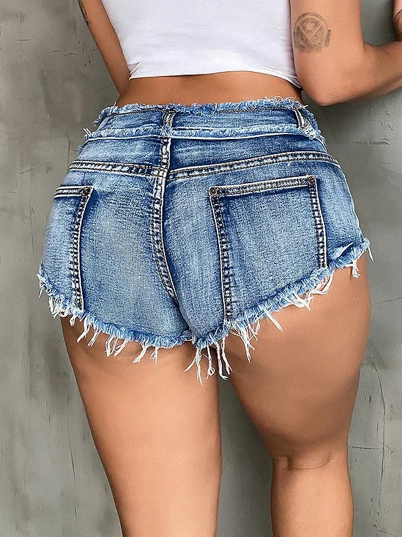 New Summer Fashion Women's Denim Shorts European Style Stretch Ripped Style Wish Explosive Popular Shorts