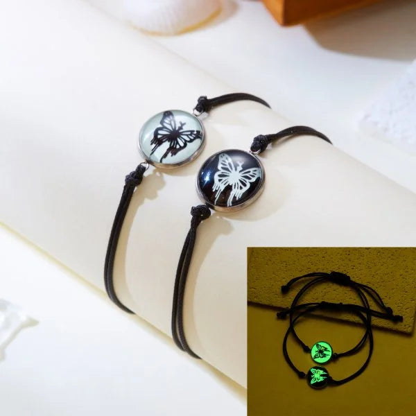 2 PCS/Set Stainless Steel Couples Bracelet For Women Lover Luminous Sun Moon Rope Charm Friendship Girlfriend Party Jewelry Gift